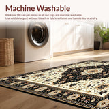 Classic Black and Beige with Refined Oriental Floral Medallions(Beige)