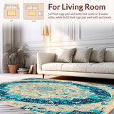 Artisan Crafted Round with Colorful Abstract Medallion Design(Beige)