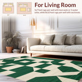Modern Geometric Patio Rug(Green)