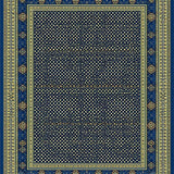 Artisan Geometric Area with Deep Blue and Gold Motifs(Blue)