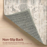 Boho Chic Area Non Slip Distressed Look Beige(Gray)