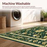 Classic Floral Area Non Slip Graceful Aesthetic(Green)
