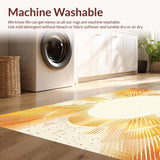 Eclectic Boho Area with Radiant Sunburst Design and Gentle Beige Gradients(Yellow)