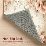 Beige Floral Patterned Area Runner with Non Slip Ultra Design(Beige)
