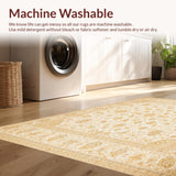 Traditional Beige with Weathered Floral Medallions and Ornate Borders(Beige)
