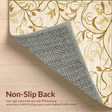 Neutral Floral Jute with Khaki Inspired Botanical Swirls and Curves(Beige)