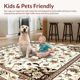 Vintage Inspired Floral Area Non Slip Elegant Design(Beige)