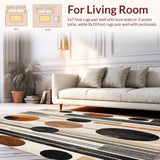 Abstract Circles Geometric Modern Rustic Warm Colors Area Beige Black(Beige)