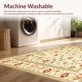 Floral Runner Beige Indoor Entrance Mat with Design(Beige)