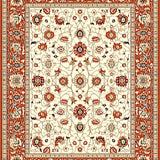 Intricate Floral Design Area in Rich Terracotta and Beige Tones(Beige)