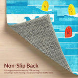 Funny Tropical Surf Absorbent Bath Mat Coastal Ocean Wave Art Design(Blue)