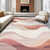 Modern Swirl with Dusty Pink and Mauve Gradient Geometric Waves(Beige)