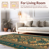 Cabin Decor Brown Teal Area(Beige)