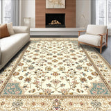 Timeless Beige with Floral Borders Traditional Geometry(Beige)