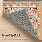 Low Pile Non Slip Runner Boho Retro Neutral Area(Gray)