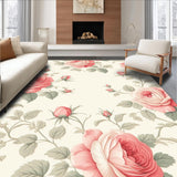 Rose Garden Baby Pink Floral Area(Ivory)