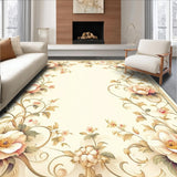 Victorian Scroll with Floral Medallions and Fine Linework(Beige)