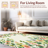 Boho Floral Bath for Shower Absorbent Mat with Rubber Backing(Ivory)