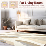 Abstract Ripple Area Fluid Wavy Design(Beige)