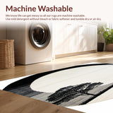 Minimalist Circle Carpet with Tree Design(Gray)