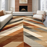 Modern Hallway Runner with Abstract Zigzag Earth Tone Design(Beige)