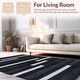Modern Minimalist Striped Woven With Dramatic Contrast Design(Black)
