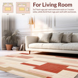 Abstract Geometric Area Non Skid Backing Easy Care(Beige)