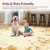 Floral Patterned Runner in Warm Beige with Ornate Leafy Embellishments(Beige)