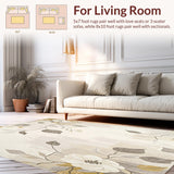 Modern Beige Area Runner Featuring Abstract Floral Motifs and Non Slip(Beige)