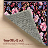 Elegant Black Pink Botanical Motif(Black)