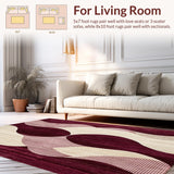 Modern Abstract Area Featuring Intricate Burgundy Wave(Purple)