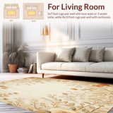 Wild Flower Reversible Area Rug for Patio Deck With Botanical Design(Beige)