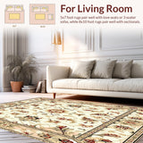 Timeless Floral Area Beige Brown Non Slip Entryway(Beige)