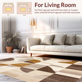 Modern Geometric Area Brown & Beige Contour Cut(Beige)