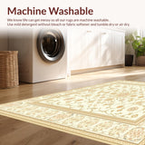 Artisan Crafted Beige Floor Runner with Intricate Medallion Design(Beige)