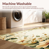 Modern Khaki and Beige Oval with Abstract Floral Design(Beige)