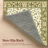 Sophisticated Olive Area with Detailed Scrollwork and Floral Motifs(Beige)