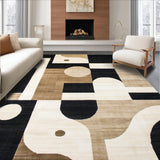 Abstract Beige Area Non Slip with Modern Art(Beige)