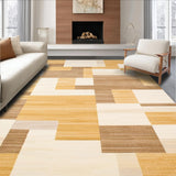 Modern Area with Chic Geometric Design in Warm Beige Hues(Beige)