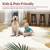 Tropical Inspired Beige Area Abstract Non Slip Decor(Beige)