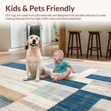 Abstract Patchwork Beige & Blue Geometric Floor Covering(Beige)