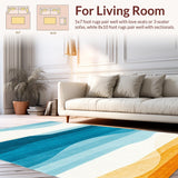 Lively Retro Striped Bath Mat(Blue)