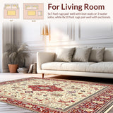 Abstract Medallion Area Non Skid Pet Friendly Easy Care(Beige)