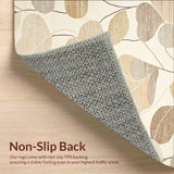 Welcome Script Floral with Abstract Beige and Khaki Petal Design Non Slip(Beige)