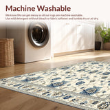 Sophisticated Area Featuring Elegant Beige and Blue Floral Designs(Beige)