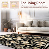 Chic Black and Beige Area with Vintage Floral Accents(Black)