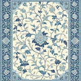 Whispering Winds Traditional Floral Motif with Tranquil Blue & Beige(Ivory)