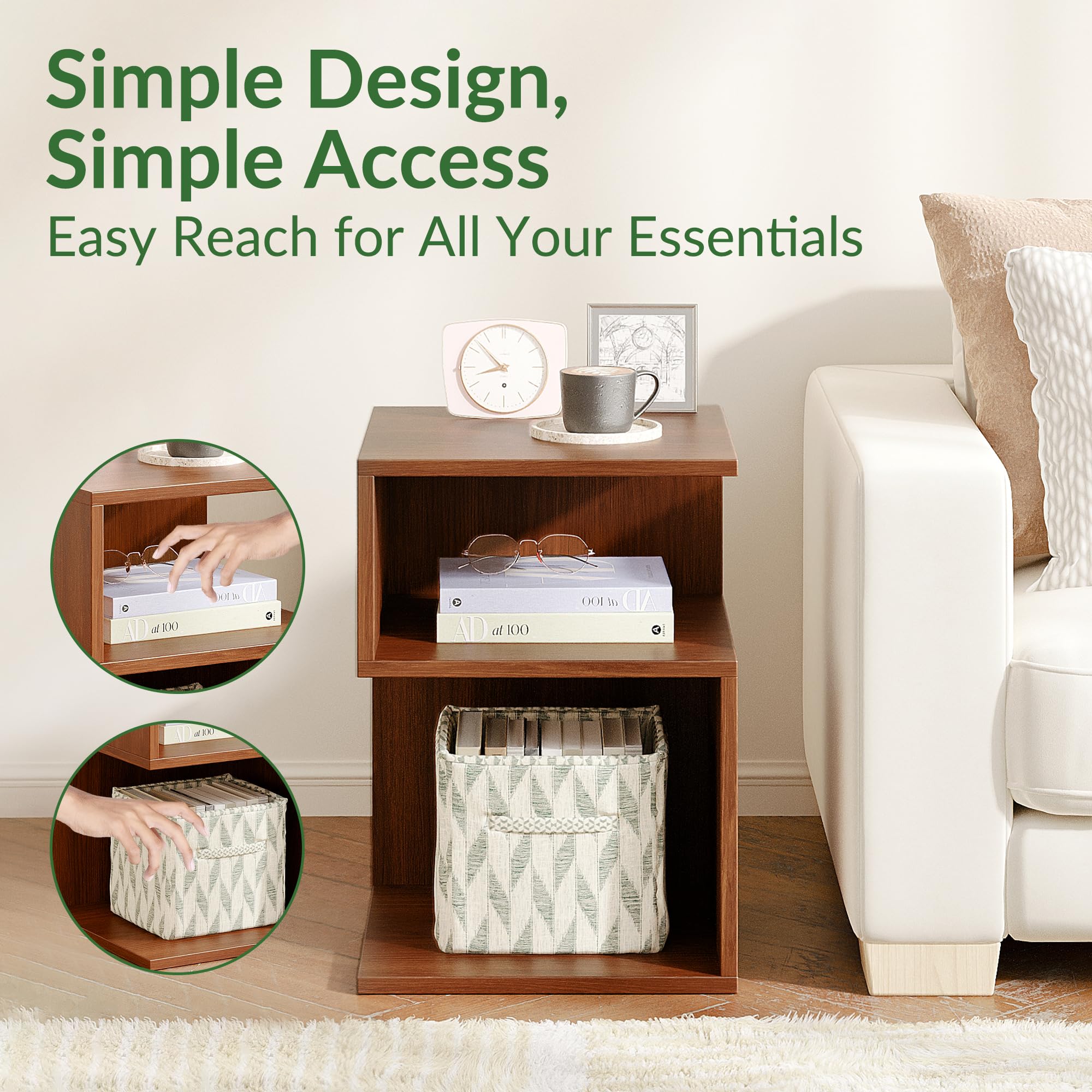 ODIKA Tokyo S Minimalist 3 Tier End Table - ODIKA