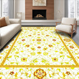 Floral Geometric Area with Cream and Mustard Accents(White)