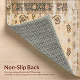 Vintage Beige Area Brown Retro Medallion Non Slip(Beige)